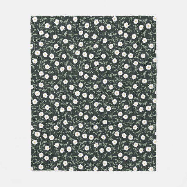 Midnight Garden Modern Farmhouse Daisy Pattern Fleecefilt (Framsidan)