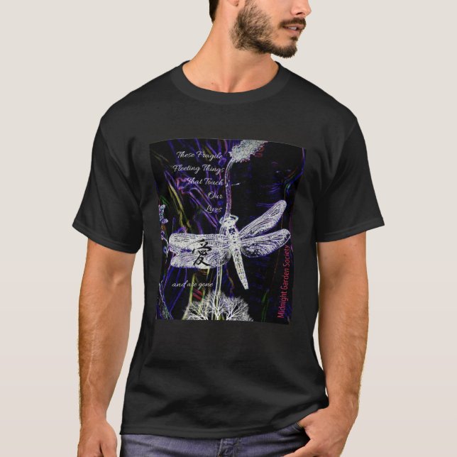 Midnight Garden Society Dragonfly Wildflowers Natu T Shirt (Framsida)