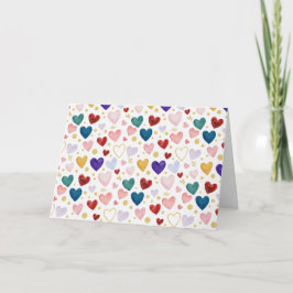 Midnight Garden Watercolor Hearts Kort
