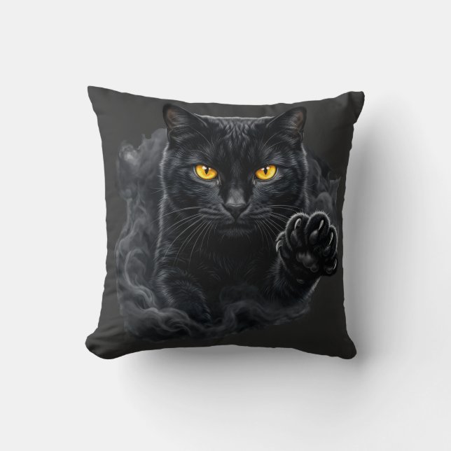 Midnight Gaze Black Cat Pillow Kudde (Framsida)