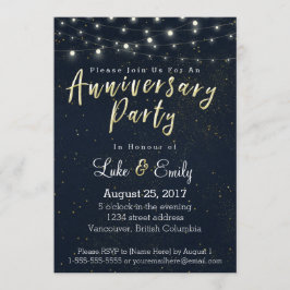 Midnight Glamor-årsdagen Party Inbjudningar