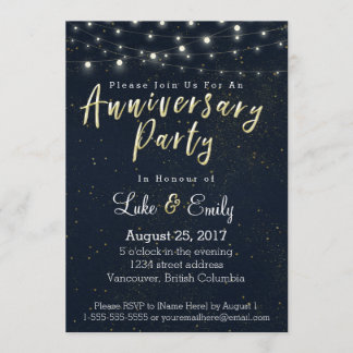 Midnight Glamor-årsdagen Party Inbjudningar