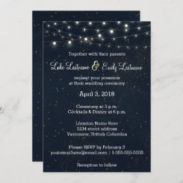 Midnight Glamor Bröllop Inbjudningar