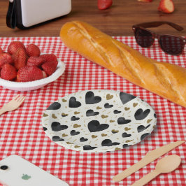 Midnight Glamour Watercolor & Gold Hearts