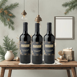 Midnight Gold Champagne Drömmar Bubbly Nyårssjäl Vinflaska Etikett