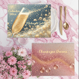 Midnight Gold Champagne Drömmar Funky Citat Modern Kalender