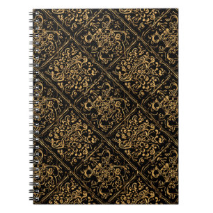 Midnight Gold Damast Elegans Anteckningsbok