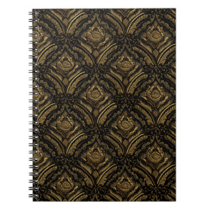 Midnight Gold Damast Elegans Anteckningsbok