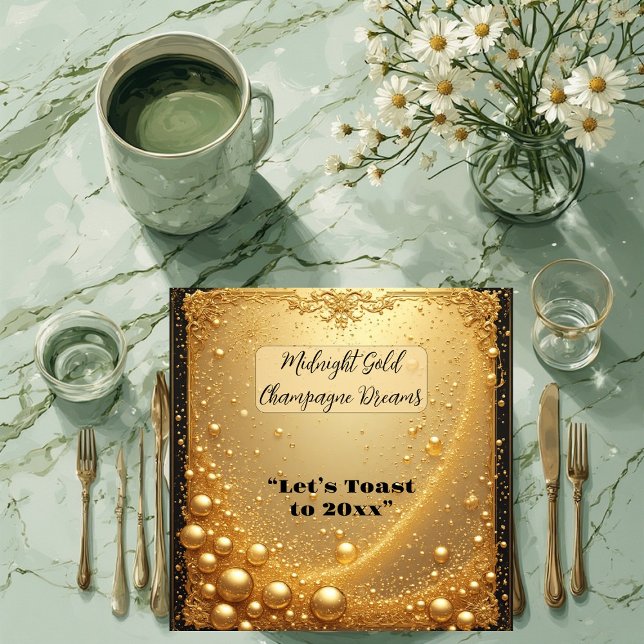 Midnight Gold Faux Champagne Dream Bubbly New Year Pappersservett (Midnight Gold Faux Champagne Dream Bubbly New Year Napkins)