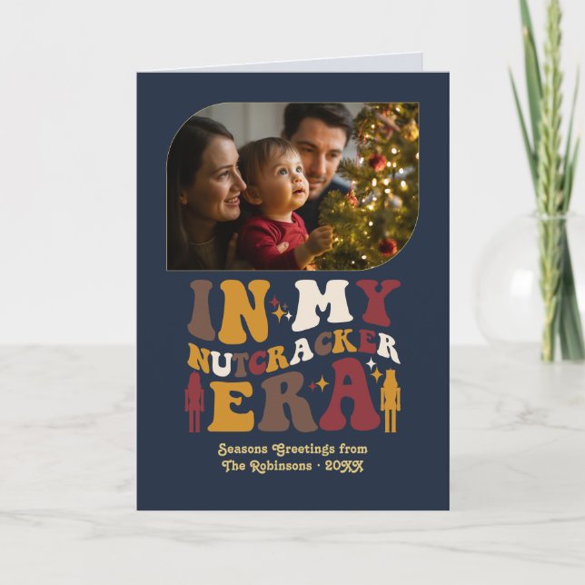 Midnight Gold Fun Retro Christmas Photos Helgkort (Framsida)