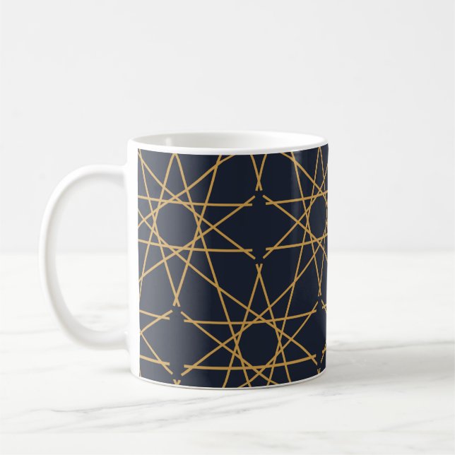 Midnight Gold Geometri Kaffemugg (Vänster)