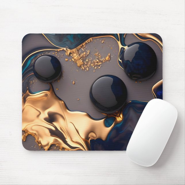 Midnight Gold Liquid Marble Musmatta (Med mus)