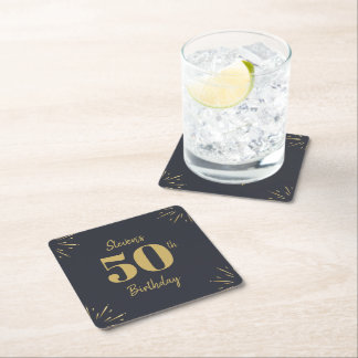 Midnight Gold Milestone-fyrkantig papperstoska Underlägg Papper Kvadrat