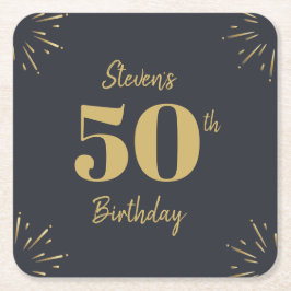 Midnight Gold Milestone-fyrkantig papperstoska Underlägg Papper Kvadrat