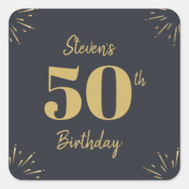 Midnight Gold Milestone Fyrkantigt Klistermärke