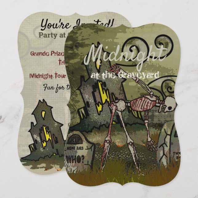 Midnight Graveyard Whimsical HALLOWEEN FEST Inbjudningar (Fram/baksida)