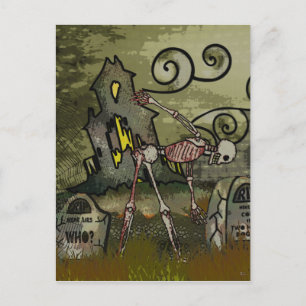Midnight Graveyard Whimsical HALLOWEEN Meddelande Vykort