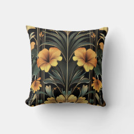 Midnight Guld Bloom Art Deco Kudde