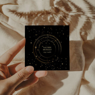 Midnight Guld Star Wheel Yoga Studio Fyrkantigt Visitkort