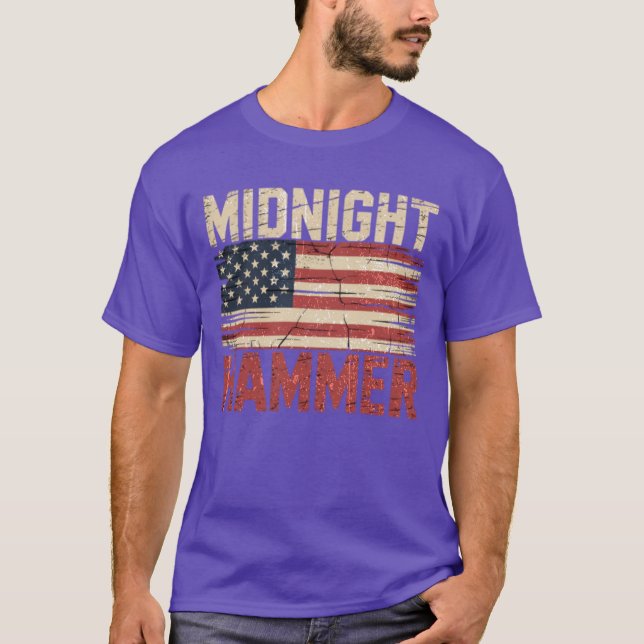Midnight Hammer B-2 Stealth Jet USA flagga T Shirt (Framsida)