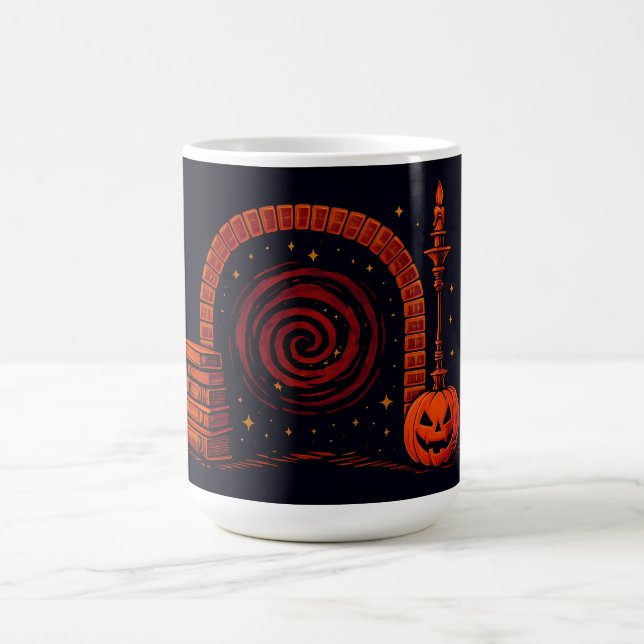 Midnight Hearth Medeltida-Orange och svart Kaffemugg (Center)