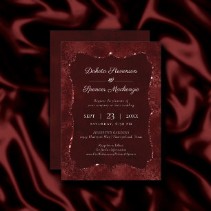 Midnight Henna Romantik Red Satiny Grunge Damask Inbjudningar