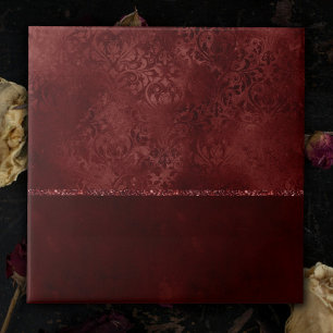Midnight Henna Romantik Red Satiny Grunge Damask Kakelplatta