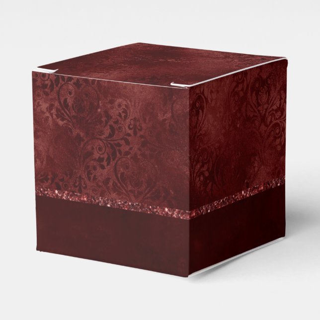 Midnight Henna Romantik | Red Satiny Grunge Damask Presentaskar (Framsidan Sidan)