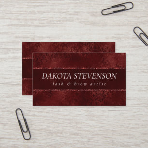 Midnight Henna Romantik   Red Satiny Grunge Damask Visitkort