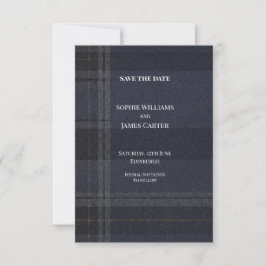 Midnight Highland Tartan Heritage Bröllop Save the Spara Datumet