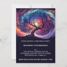 Midnight Himlar Födelsedagsfest inbjudan