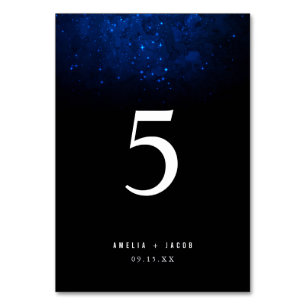 Midnight Himlar & Shining Stars Galaxy Bröllop Bordsnummer