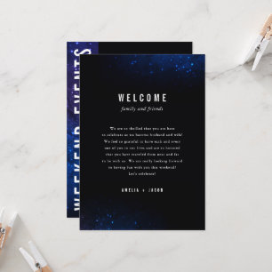 Midnight Himlar Stars Galaxy Bröllop Itinerary Inbjudningar