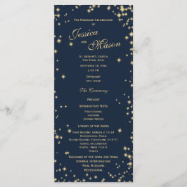 Midnight Himlar Twinkle Navy Blue och Guld Program