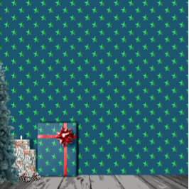 Midnight Himmel Bright Grönt Stars Presentpapper