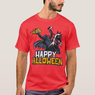 Midnight Horse Pumpkin Head Rider Happy halloween T Shirt