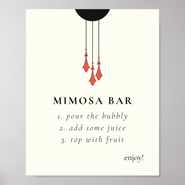 Midnight Höst Bröllop Mimosa Bar Skylt (Framsidan)