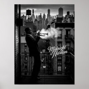 Midnight In Harlem Trumpetare Foto Poster