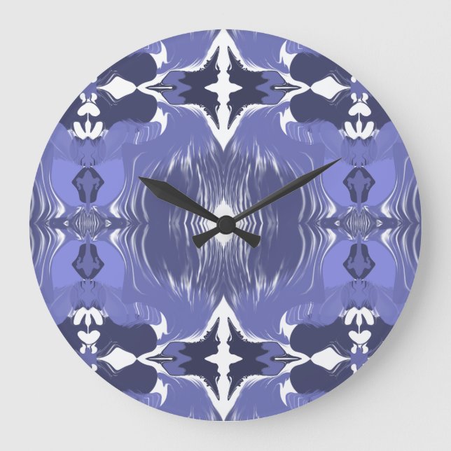 Midnight Indigo Kaleidoscope  Stor Klocka (Framsida)