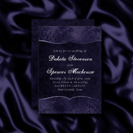 Midnight Indigo Romantik | Satiny Grunge Bröllop Inbjudningar