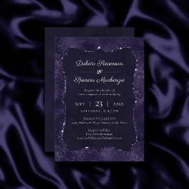 Midnight Indigo Romantik | Satiny Grunge Bröllop Inbjudningar