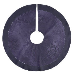 Midnight Indigo Romantik Satiny Grunge Damask Julgransmatta Borstad Polyester