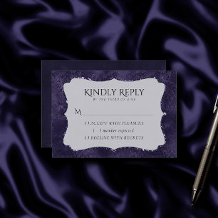 Midnight Indigo Romantik Satiny Grunge Damask OSA Kort
