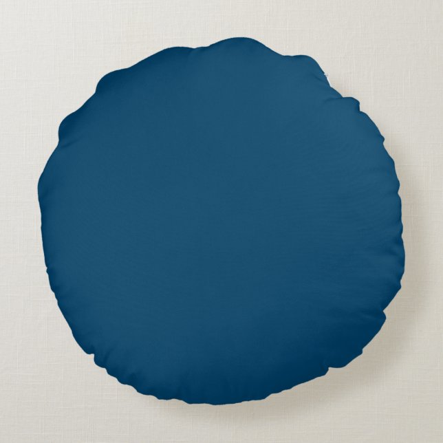 Midnight Indigo Solid Färg Rund Kudde (Baksidan)