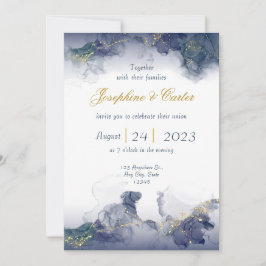 Midnight Ink & Gold Wedding Invitation Inbjudningar