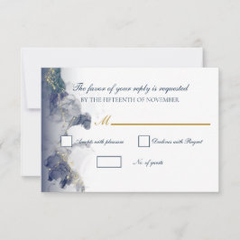 Midnight Ink & Gold Wedding RSVP Cards OSA Kort