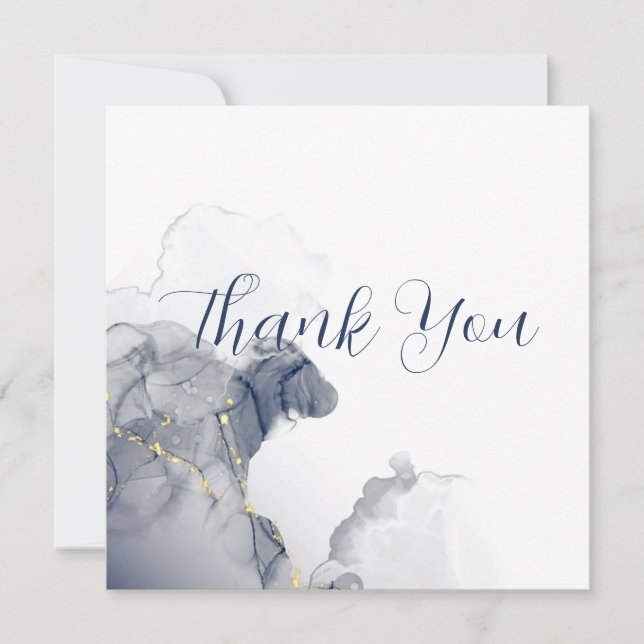 Midnight Ink & Gold Wedding Thank You Cards Tack Kort (Framsida)