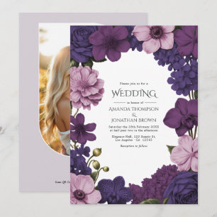 Midnight Iris, Velvet Plum & Dusty Petal Bröllop Inbjudningar