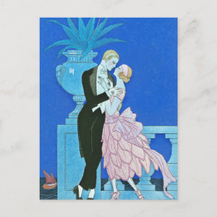 Midnight Kiss Art Deco-vykort Vykort