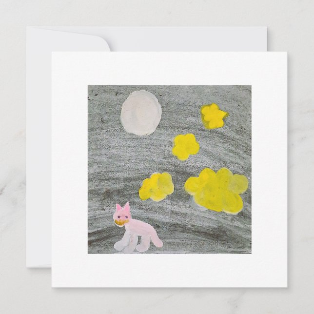 Midnight Kitty Adventure_Invitation Card Inbjudningar (Framsida)